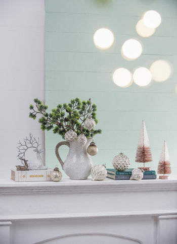 Christmas Ball Ornaments, Glass Decorative Hanging Ball Christmas Tree Ornaments, For Holiday Party Decorations (Set of 6) - White