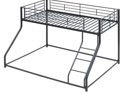 Metal Floor Bunk Bed With Sloped Ladder, Space Saving Design