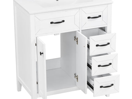Bathroom Vanity With Sink, Freestanding Design, Soft Close Doors & Drawers - White