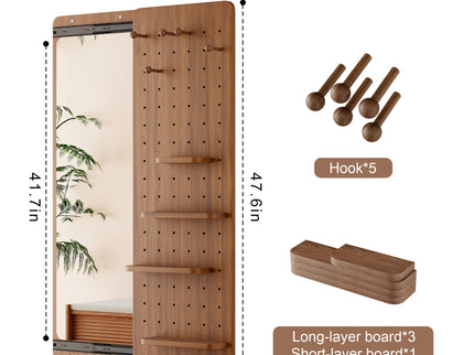 Wall Mounted Full Length Mirror With Shelf And Hook