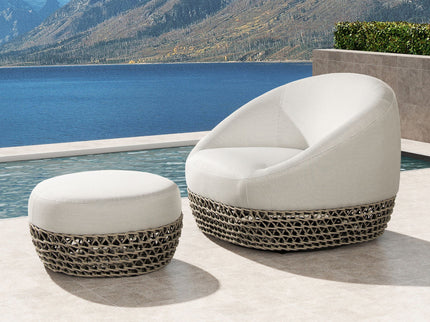 Willow - Round Upholstered Patio Ottoman