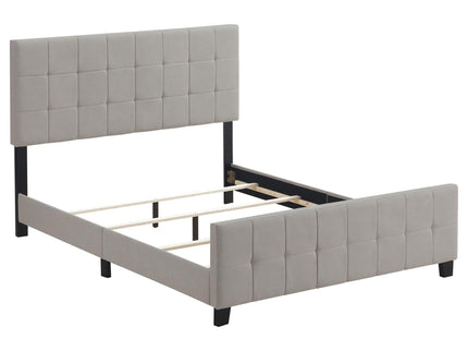Queen Panel Bed Tufted Upholstered With Tapered Legs - Beige