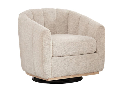 Swivel Upholstered Barrel Chair With Metal Base