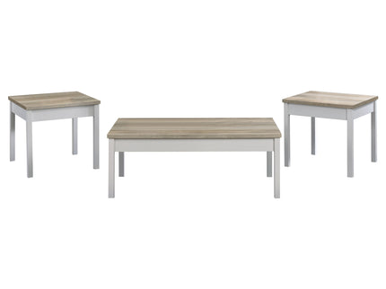 Quintara - 3 Piece Coffee Table Set - Natural / White