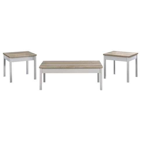 Quintara - 3 Piece Coffee Table Set - Natural / White