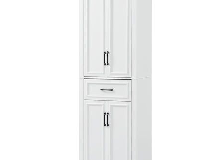 Freestanding Bathroom Vanity, Elegant Design With 4 Doors & 1 Drawer, Adjustable Shelves, Damping Hinges - White