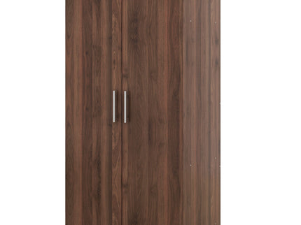 2 Door Wooden Wardrobe Armoire With 3 Storage Shelves - Brown
