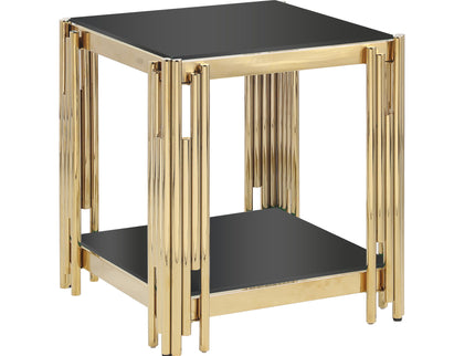 Square End Table With Tempered Glass Top For Living Room