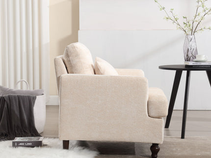 Modern Mid Century Wood Frame Armchair With Tufted Design