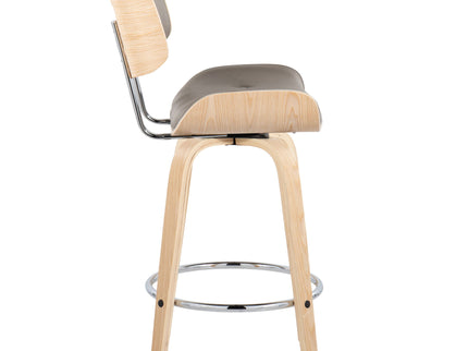 Lombardi - Mid Century Modern Fixed Height Counter Stool With Swivel With Round Footrest (Set of 2)