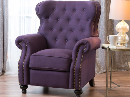 Accented Push Back Recliner Chair With Rolled Arms, Enjoy Cocooning Comfort