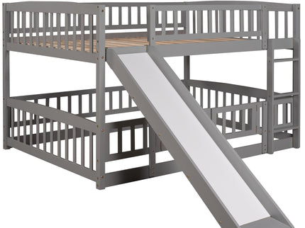 Low Bunk Bed With Slide, Fence And Ladder