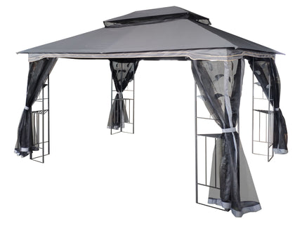 Patio Gazebo Tent With Ventilated Double Roof And Mosquito Net For Backyard Or Garden