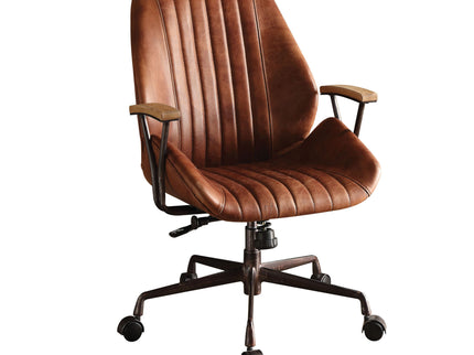 Brancaster - Aluminum Top Grain Leather Office Chair - Coffee
