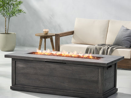 Transitional Rectangular Outdoor Propane Fire Pit With 50, 000 Btu