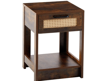 15.75" Rattan End Table With Drawer, Modern Nightstand, Side Table For Living Room, Bedroom