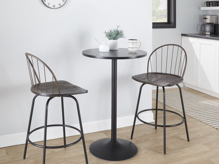 Riley - Claire Farmhouse Fixed Height Counter Stool With Swivel With Round Footrest (Set of 2)