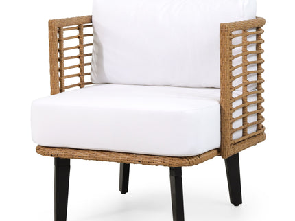 Outdoor Wicker Club Chair With Water Resistant Cushion - Brown