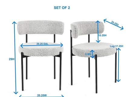 Burbank - Modern Round Boucle Dining Chairs (Set of 2) - Black / White