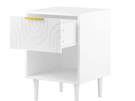 Nightstand With 1 Drawer And Open Shelf - White