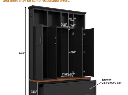 Hall Tree With 4 Hidden Cabinets