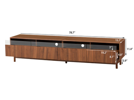 TV Stand, Entertainment Center With Fluted Drawers For Living Room - Walnut