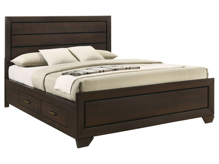 Kauffman - Queen Storage Panel Bed With Side Drawers - Dark Brown