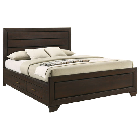 Kauffman - Queen Storage Panel Bed With Side Drawers - Dark Brown