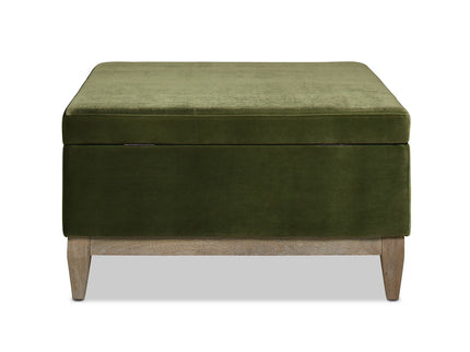 Knox - Square Storage Cocktail Ottoman - Olive Green