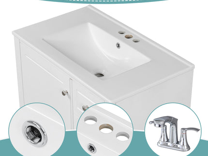 Freestanding Bathroom Vanity With Sink, Soft Close Door, 3 Drawers