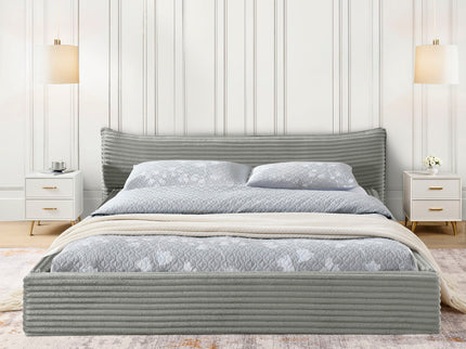 Modern Upholstered Bed Frame With Curved Headboard