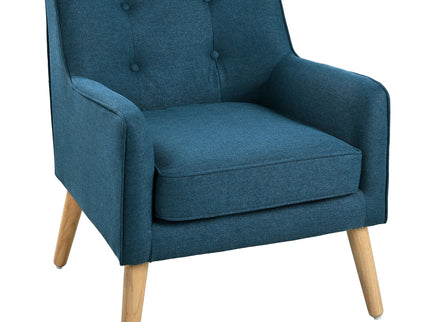 Modern Arm Chair With Tufted Back And Wooden Legs