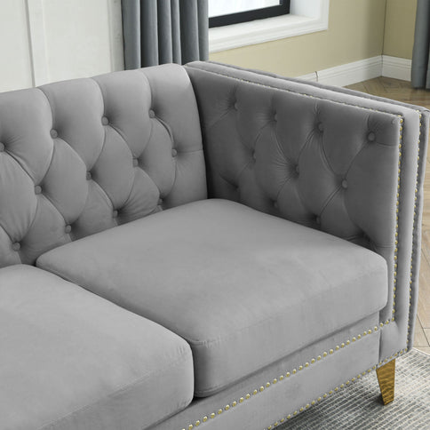 Upholstered Couch Sofa With Button Tufting For Living Room