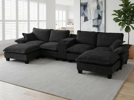Modular Cloud Couch Sofa With Cup Holders & Storage, USB Port