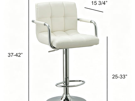 Adjustable Swivel Arm Bar Stool With Cushion - White
