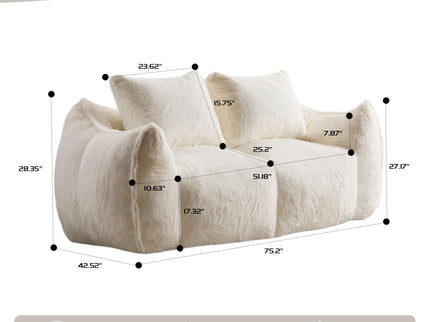 Giant Bean Bag Couch, Ultra Soft Fluffy Loveseat For Living Room
