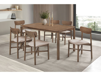 Svenstra - Rectangular Dining Table Set With Armless Side Chairs, Wood, Natural Walnut, 59 X 35.5 X 30 Inches