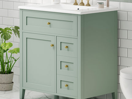 Bathroom Vanity With Sink, 3 Drawers And Adjustable Shelf