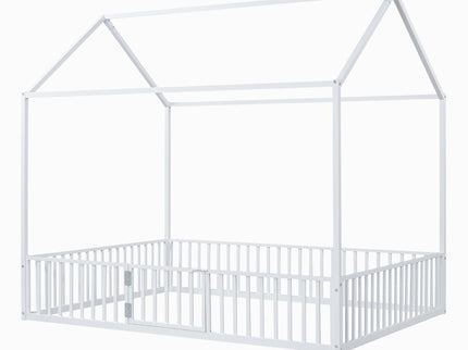 Metal House Bed With Fence And Door