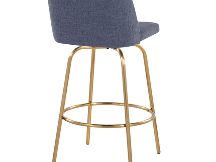 Toriano - Contemporary, Fixed Height Counter Stool With Swivel With Round Footrest (Set of 2)