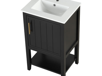 Modern Bathroom Vanity With Sink, Soft-Closing Door And Open Shelf