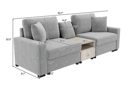 Modular Sofa Couch With Storage Armrest And Center Console
