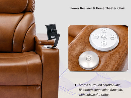 Power Motion Recliner Electric Power Recliner With USB Charging Port, Hidden Arm Storage, Convenient Cup Holder And tooth Speaker