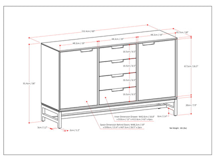 Banting - Sideboard With Centre Drawers - Walnut Brown