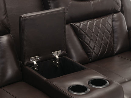 Home Theater Seating Manual Recliner Loveseat With Hide-Away Storage, Cup Holders And Led Light Strip For Living Room
