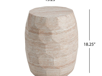 Travertine Lightweight Concrete Side Table For Indoor / Outdoor Use - Beige