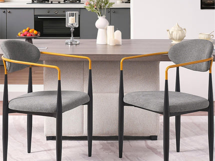 Modern Upholstered Dining Chair With Accented Armrests (Set of 2)
