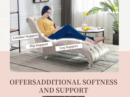 Chaise Lounge Indoor, Button Tufted Upholstered Chaise Lounge Chair With Pillow