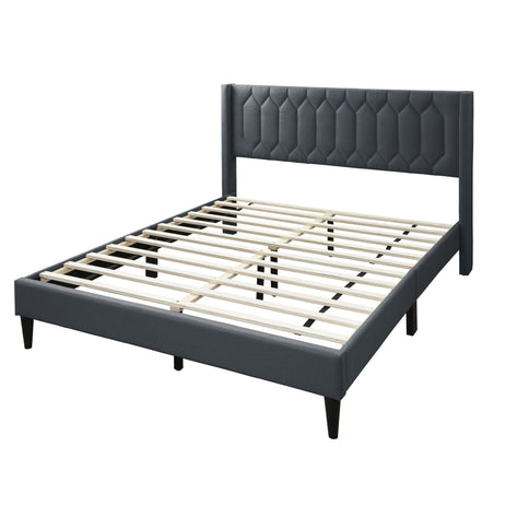Platform Bed With Diamond Tufted Headboard