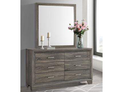 Funston - 6 Drawer Dresser With Mirror - Brown Oak